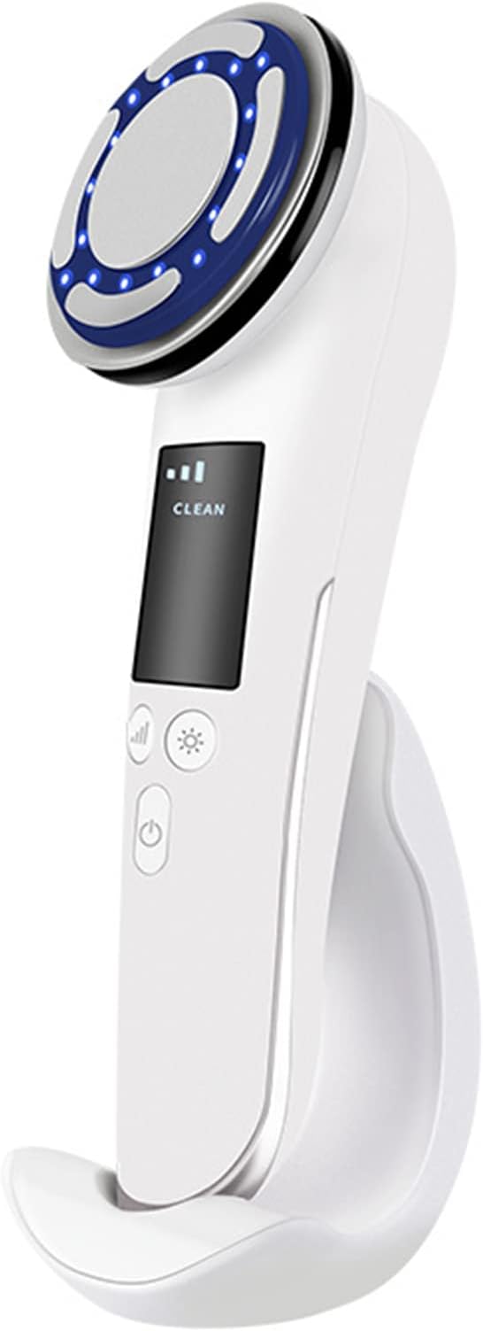 Hot & Cold Pulse Beauty Device with Base High-frequency Vibration Clean Absorb Colorful Light Electric Muscle Stimulation Micro- t Pulse Beauty Instrument