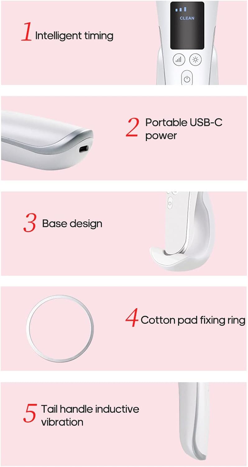 Hot & Cold Pulse Beauty Device with Base High-frequency Vibration Clean Absorb Colorful Light Electric Muscle Stimulation Micro- t Pulse Beauty Instrument