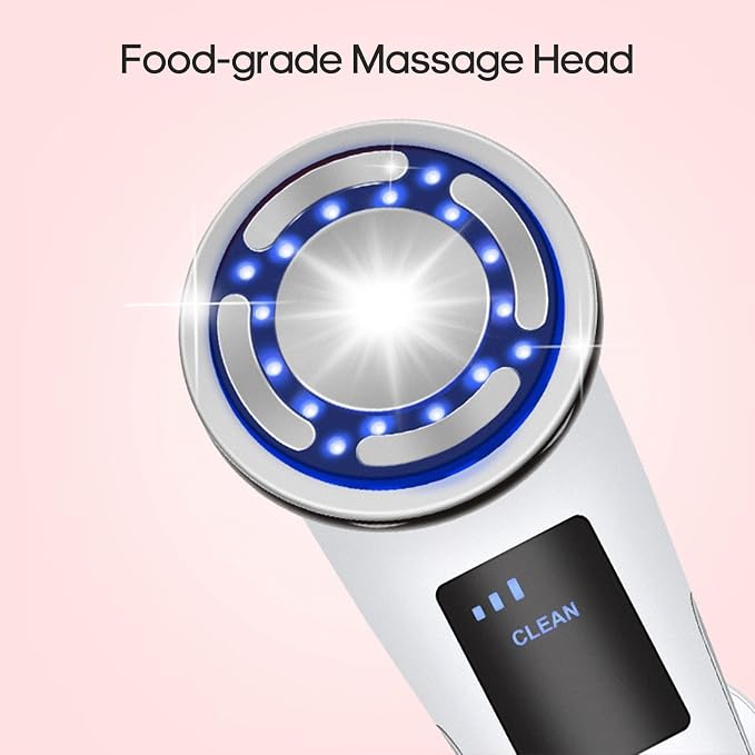 Hot & Cold Pulse Beauty Device with Base High-frequency Vibration Clean Absorb Colorful Light Electric Muscle Stimulation Micro- t Pulse Beauty Instrument