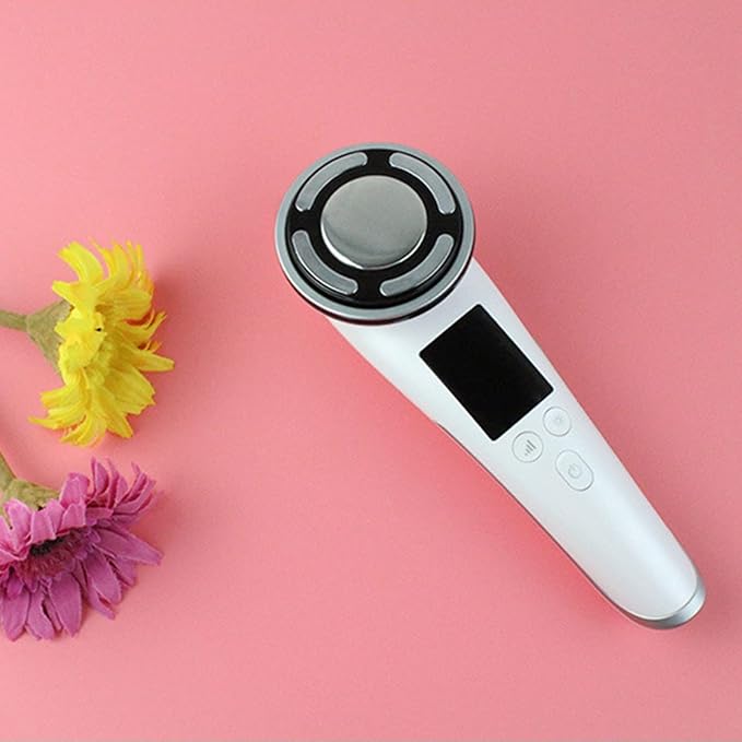 Hot & Cold Pulse Beauty Device with Base High-frequency Vibration Clean Absorb Colorful Light Electric Muscle Stimulation Micro- t Pulse Beauty Instrument