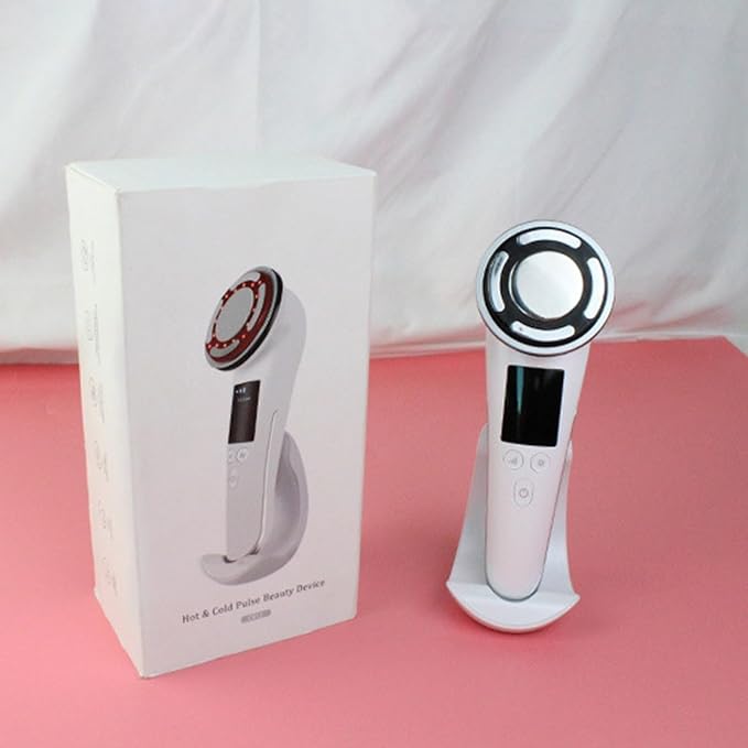 Hot & Cold Pulse Beauty Device with Base High-frequency Vibration Clean Absorb Colorful Light Electric Muscle Stimulation Micro- t Pulse Beauty Instrument