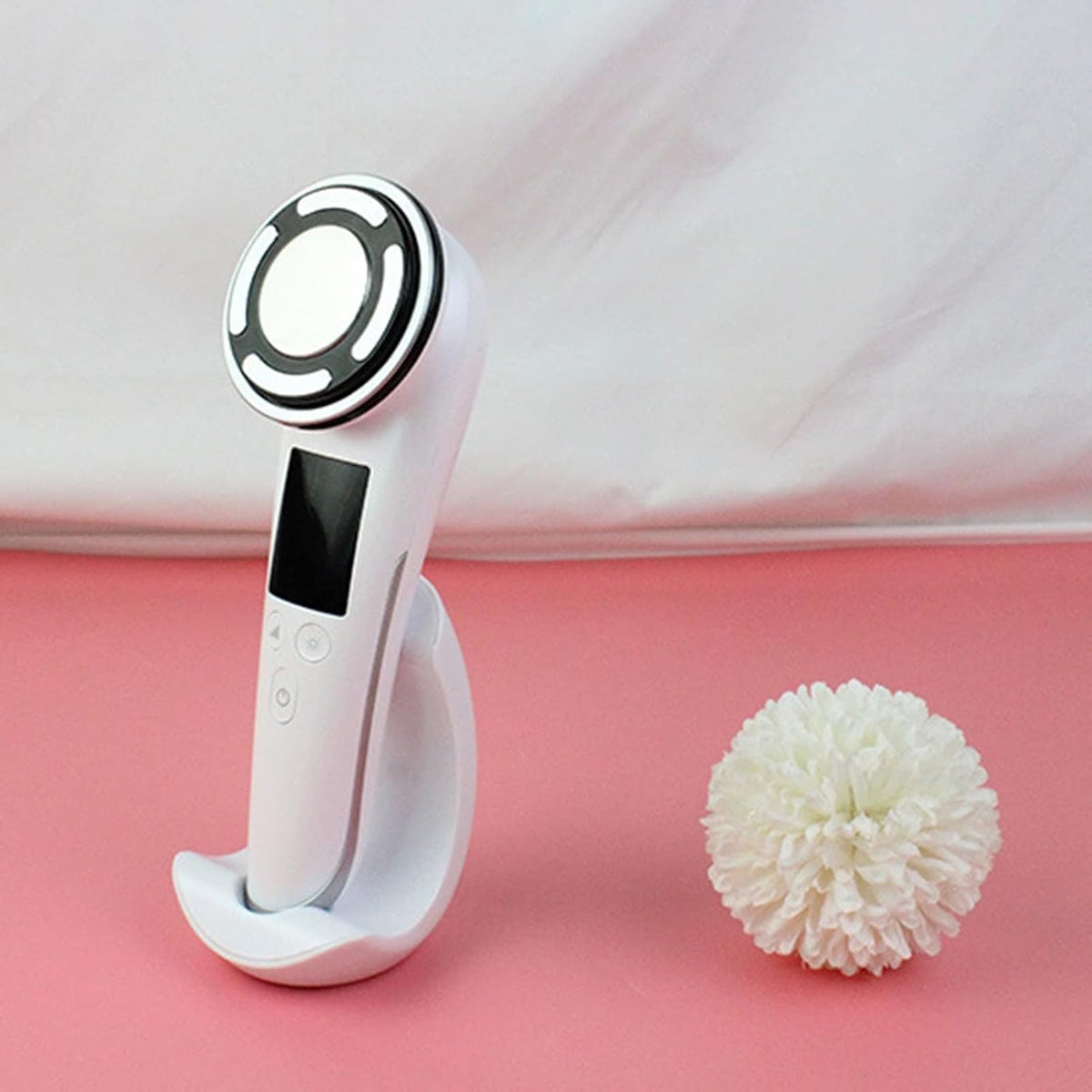 Hot & Cold Pulse Beauty Device with Base High-frequency Vibration Clean Absorb Colorful Light Electric Muscle Stimulation Micro- t Pulse Beauty Instrument