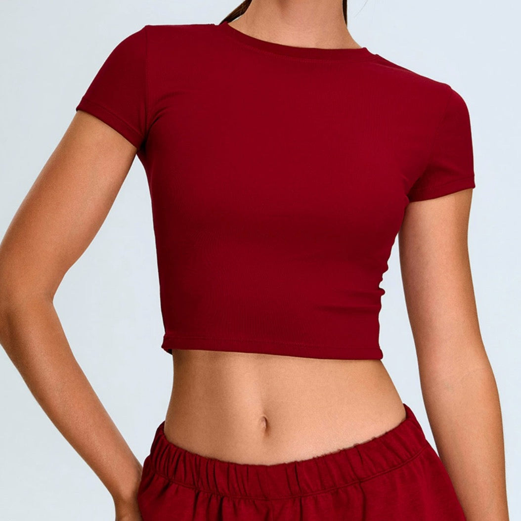 Women's plain print round neck short sleeve t-shirt