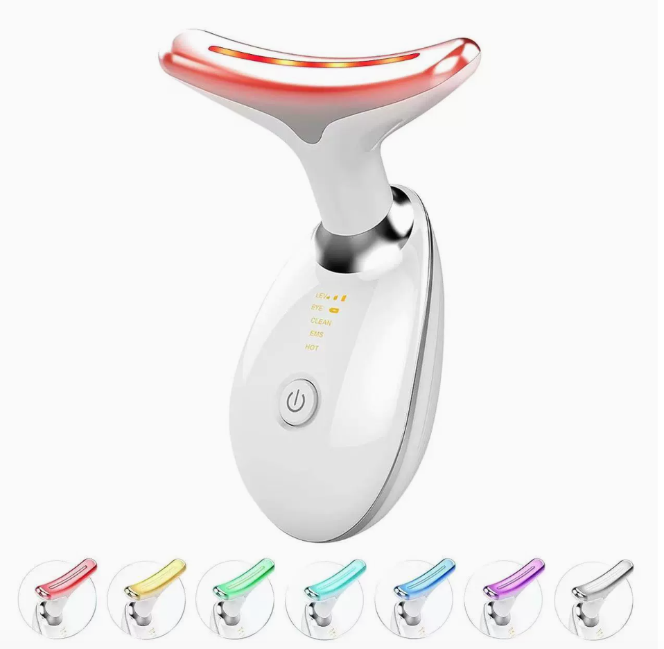 Double Chin Reducer - Firming Wrinkle Removal Device for Neck Face, Face Sculpting Device, Face Lift, Facial and Neck Massage Kit for Tightening, Firm, Improve and Smooth (White)