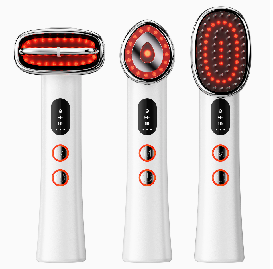 Electric Hot Cold Red Light Facial Beauty Stick, 3-in-1 Replaceable Heads Home Skin Care Essence Introduction Massager