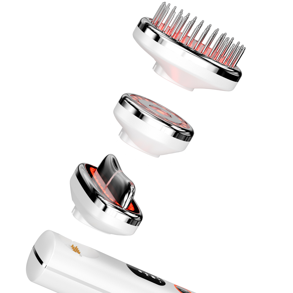 Electric Hot Cold Red Light Facial Beauty Stick, 3-in-1 Replaceable Heads Home Skin Care Essence Introduction Massager