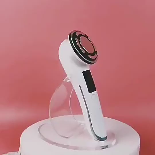 Hot & Cold Pulse Beauty Device with Base High-frequency Vibration Clean Absorb Colorful Light Electric Muscle Stimulation Micro- t Pulse Beauty Instrument