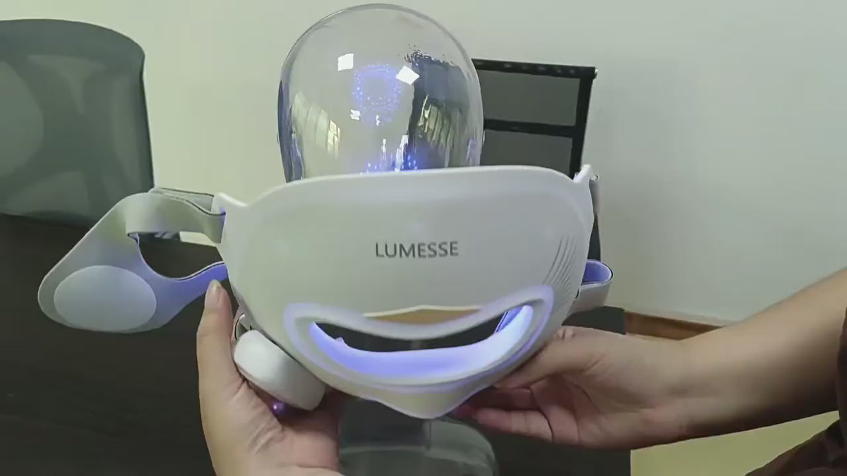 LUMESSE Red Light Therapy Mask for Face, 3D Silicone Wireless LED mask,4-in-1 Red Blue Infrared Violet Light Therapy for Glowing Skin, Rechargeable Portable Skincare Device for Home & Travel